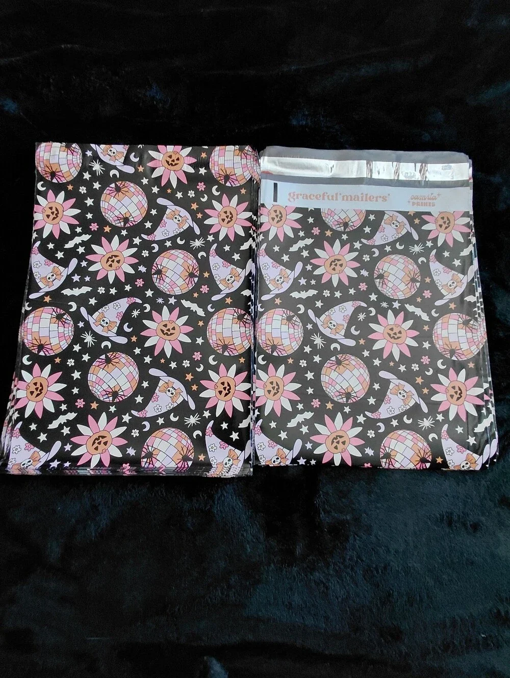 20ct. 10x13 Halloween Polymailers Random Thank You Card and Stickers